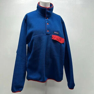 Patagonia Synchillia Snap T Fleece Pullover Long Sleeve Jacket Blue Red Men's XS